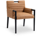  Color_Cognac -- Aimee Cognac Vegan Leather Upholstered Dining Arm Chair IMAGE 1