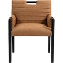  Color_Cognac -- Aimee Cognac Vegan Leather Upholstered Dining Arm Chair IMAGE 3