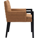  Color_Cognac -- Aimee Cognac Vegan Leather Upholstered Dining Arm Chair IMAGE 4