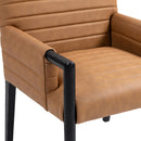  Color_Cognac -- Aimee Cognac Vegan Leather Upholstered Dining Arm Chair IMAGE 7
