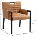  Color_Cognac -- Aimee Cognac Vegan Leather Upholstered Dining Arm Chair IMAGE 9