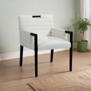  Color_Cream -- Aimee Cream Vegan Leather Upholstered Dining Arm Chair IMAGE 2