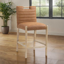  Color_Cognac -- Aimee Cognac Vegan Leather Upholstered Counter Stool IMAGE 2