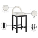  Meridian Conrad Cream Linen Textured Fabric Upholstered Counter Stool IMAGE 10