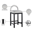  Meridian Conrad Grey Linen Textured Fabric Upholstered Counter Stool IMAGE 10