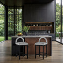  Color_Grey -- Conrad Grey Linen Textured Fabric Upholstered Counter Stool IMAGE 2