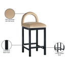 Meridian Conrad Beige Velvet Counter Stool IMAGE 9
