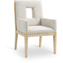Meridian Gwendolyn Cream Linen Textured Fabric Dining Arm Chair IMAGE 1