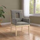  Color_Grey -- Gwendolyn Grey Linen Textured Fabric Upholstered Dining Arm Chair IMAGE 2