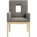  Color_Grey -- Gwendolyn Grey Linen Textured Fabric Upholstered Dining Arm Chair IMAGE 3