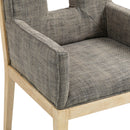  Color_Grey -- Gwendolyn Grey Linen Textured Fabric Upholstered Dining Arm Chair IMAGE 7