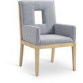  Color_Light Blue -- Gwendolyn Light Blue Linen Textured Fabric Upholstered Dining Arm Chair IMAGE 1