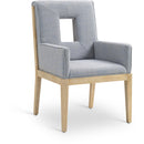 Meridian Gwendolyn Light Blue Linen Textured Fabric Dining Arm Chair IMAGE 1