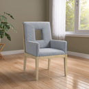  Color_Light Blue -- Gwendolyn Light Blue Linen Textured Fabric Upholstered Dining Arm Chair IMAGE 2