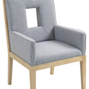 Meridian Gwendolyn Light Blue Linen Textured Fabric Dining Arm Chair IMAGE 7