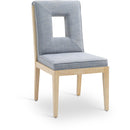 Meridian Gwendolyn Light Blue Linen Textured Fabric Dining Side Chair IMAGE 1