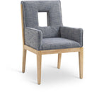  Color_Navy -- Gwendolyn Navy Linen Textured Fabric Upholstered Dining Arm Chair IMAGE 1