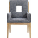  Color_Navy -- Gwendolyn Navy Linen Textured Fabric Upholstered Dining Arm Chair IMAGE 3