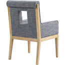 Meridian Gwendolyn Navy Linen Textured Fabric Dining Arm Chair IMAGE 6