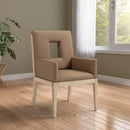  Color_Brown -- Gwendolyn Brown Vegan Leather Upholstered Dining Arm Chair IMAGE 2