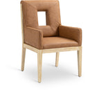 Meridian Gwendolyn Cognac Vegan Leather Dining Arm Chair IMAGE 1
