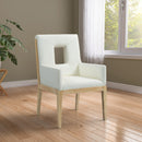  Color_Cream -- Gwendolyn Cream Vegan Leather Upholstered Dining Arm Chair IMAGE 2