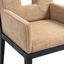 Meridian Gwendolyn Cognac Linen Textured Fabric Dining Arm Chair IMAGE 7