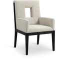  Color_Cream -- Gwendolyn Cream Linen Textured Fabric Upholstered Dining Arm Chair IMAGE 1