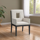  Color_Cream -- Gwendolyn Cream Linen Textured Fabric Upholstered Dining Arm Chair IMAGE 2
