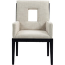  Color_Cream -- Gwendolyn Cream Linen Textured Fabric Upholstered Dining Arm Chair IMAGE 3
