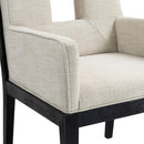  Color_Cream -- Gwendolyn Cream Linen Textured Fabric Upholstered Dining Arm Chair IMAGE 7