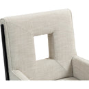  Color_Cream -- Gwendolyn Cream Linen Textured Fabric Upholstered Dining Arm Chair IMAGE 8