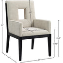  Color_Cream -- Gwendolyn Cream Linen Textured Fabric Upholstered Dining Arm Chair IMAGE 9