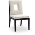  Color_Cream -- Gwendolyn Cream Linen Textured Fabric Upholstered Dining Side Chair IMAGE 1