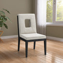  Color_Cream -- Gwendolyn Cream Linen Textured Fabric Upholstered Dining Side Chair IMAGE 2