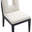  Color_Cream -- Gwendolyn Cream Linen Textured Fabric Upholstered Dining Side Chair IMAGE 7