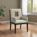 Meridian Gwendolyn Green Linen Textured Fabric Dining Arm Chair IMAGE 2