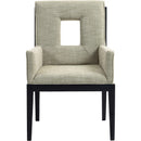  Color_Green -- Gwendolyn Green Linen Textured Fabric Upholstered Dining Arm Chair IMAGE 3