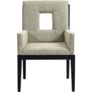 Meridian Gwendolyn Green Linen Textured Fabric Dining Arm Chair IMAGE 3