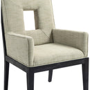  Color_Green -- Gwendolyn Green Linen Textured Fabric Upholstered Dining Arm Chair IMAGE 7