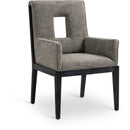  Color_Grey -- Gwendolyn Grey Linen Textured Fabric Upholstered Dining Arm Chair IMAGE 1
