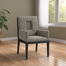  Color_Grey -- Gwendolyn Grey Linen Textured Fabric Upholstered Dining Arm Chair IMAGE 2