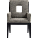 Meridian Gwendolyn Grey Linen Textured Fabric Dining Arm Chair IMAGE 3