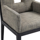  Color_Grey -- Gwendolyn Grey Linen Textured Fabric Upholstered Dining Arm Chair IMAGE 7