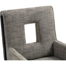 Color_Grey -- Gwendolyn Grey Linen Textured Fabric Upholstered Dining Arm Chair IMAGE 8