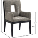 Meridian Gwendolyn Grey Linen Textured Fabric Dining Arm Chair IMAGE 9