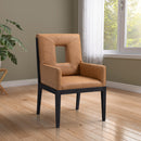  Color_Cognac -- Gwendolyn Cognac Vegan Leather Upholstered Dining Arm Chair IMAGE 2