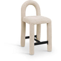 Meridian Amari Beige Chenille Fabric Stool IMAGE 1