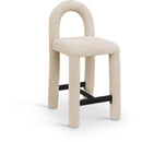 Meridian Amari Beige Chenille Fabric Stool IMAGE 1
