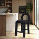  Color_Black -- Amari Black Chenille Fabric Upholstered Counter Stool IMAGE 2